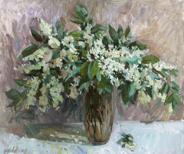 Живопись сирень Жасмин черемуха