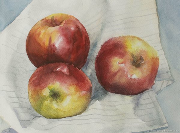 Яблоко акварелью