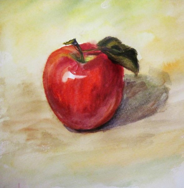 Яблоко Светотень акварель