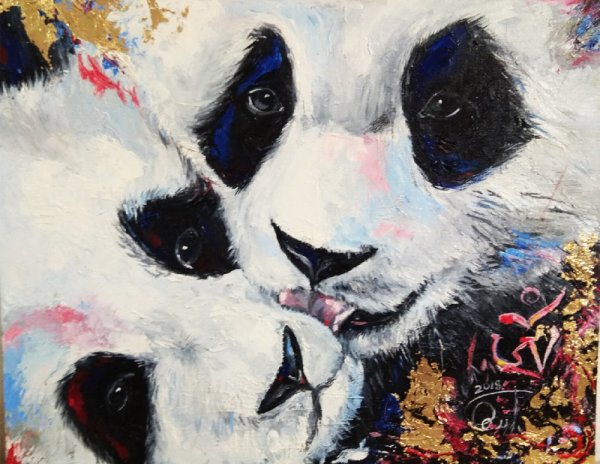 Панда живопись масло