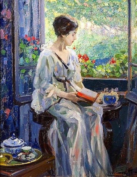 «Женщина у окна» картина Фридрих