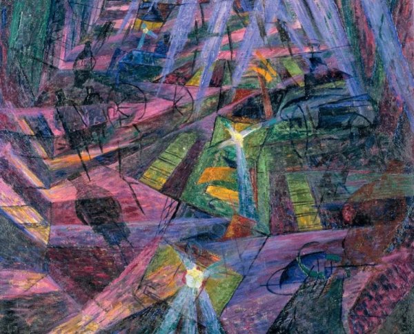 Н.С.Гончарова, Аэроплан над поездом, 1913