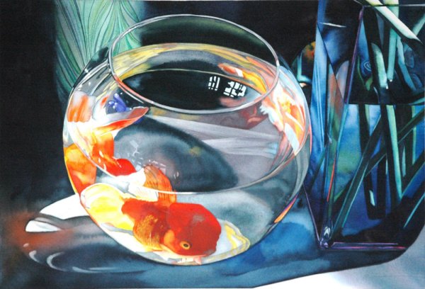 Живопись рыбки в аквариуме