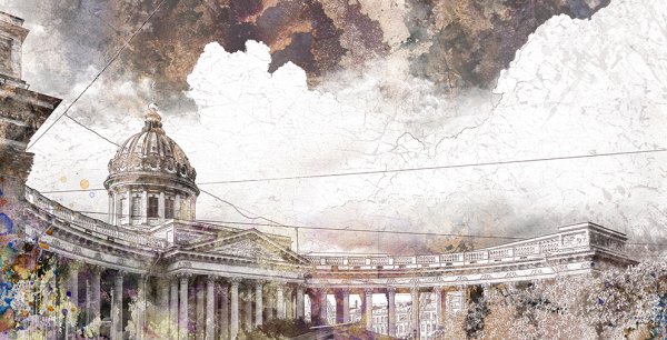 Питер Казанский собор акварель