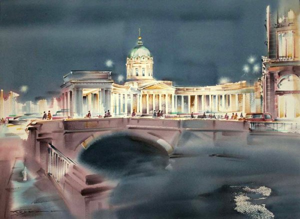 Художник Константин Кузема акварельный Санкт-Петербург