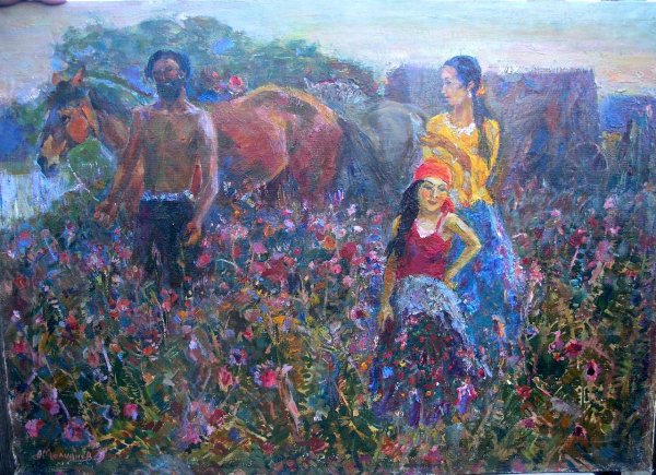 Цыган фиолетовый живопись