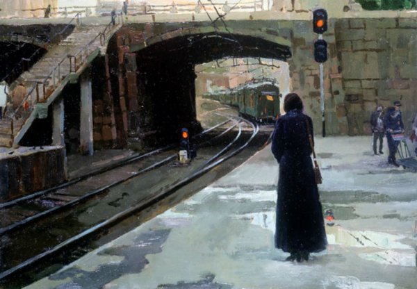 Марина Цветаева на вокзале