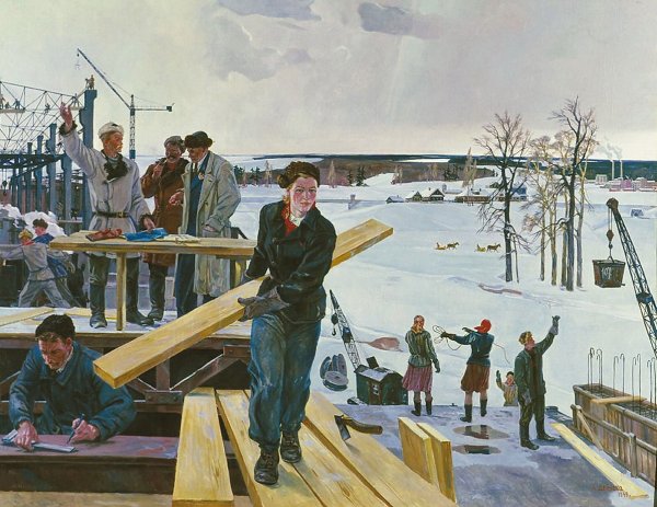 Александр Дейнека. «На просторах подмосковных строек».