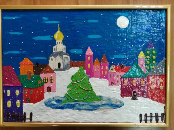 Рождественская картина из пластилина