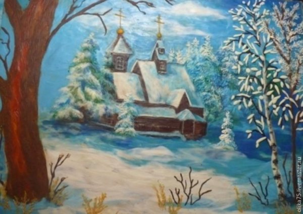 Новогодняя картина пластилином