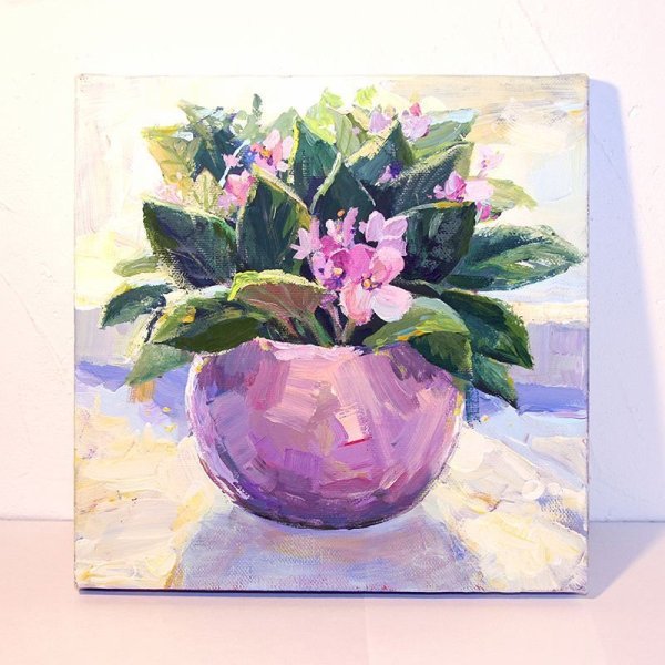 Фиалки акрил масло