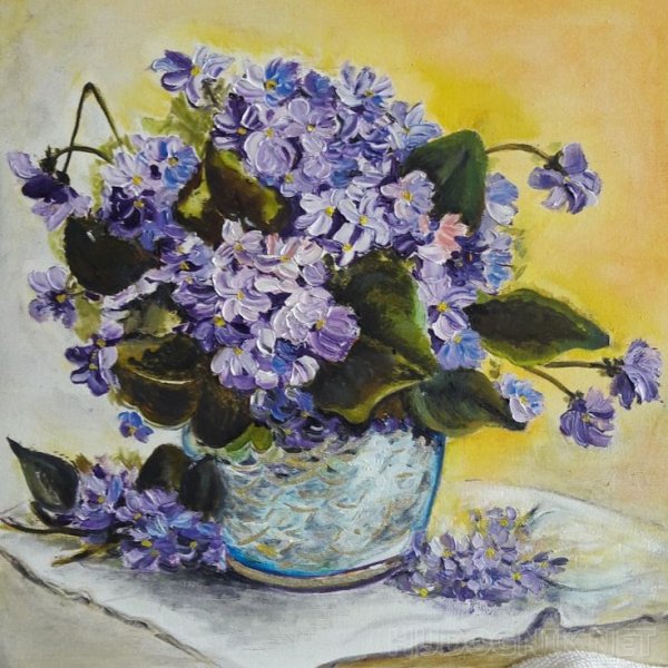 Узамбарские фиалки живопись