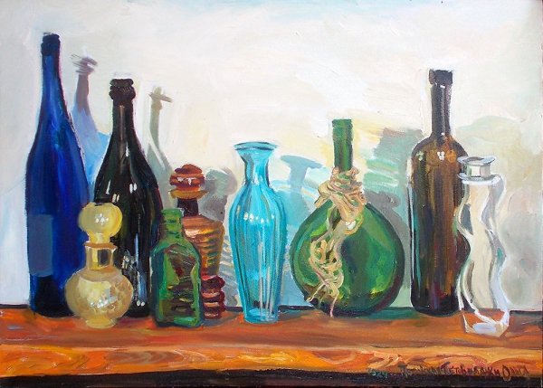 Стеклянная бутылка живопись