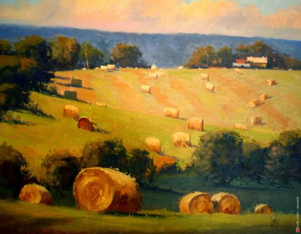 Стога сена, утро, эраньи, Камиль Писсарро