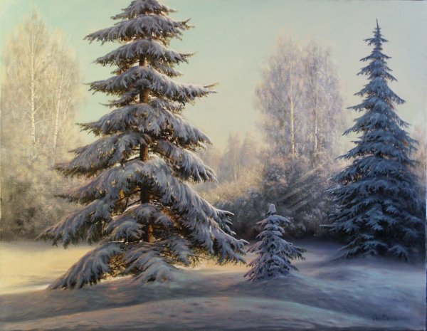 Пейзаж с елками