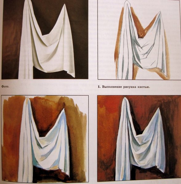 Синяя драпировка акварелью