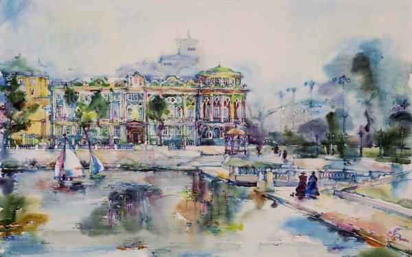 Дом Севастьянова Екатеринбург акварель