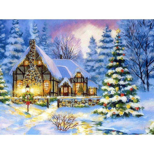 Рождественская деревня картина потномерам