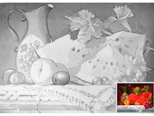 Холст на картоне с контуром натюрморт