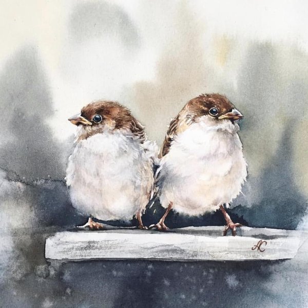 Картина осенний Воробей Неуступкина Людмила Аркадьевна