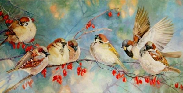 Художник Наталья Чайкина картины воробьи