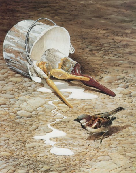 Воробьи живопись