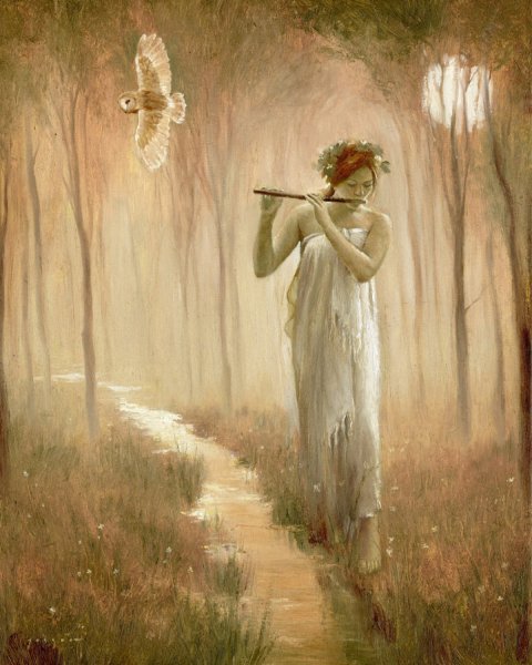 Девочка с флейтой живопись