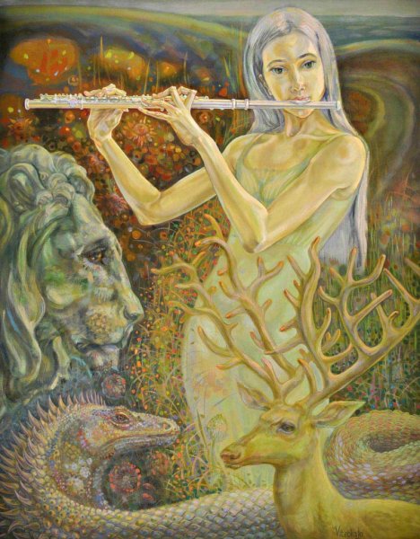 Девушка с флейтой картина