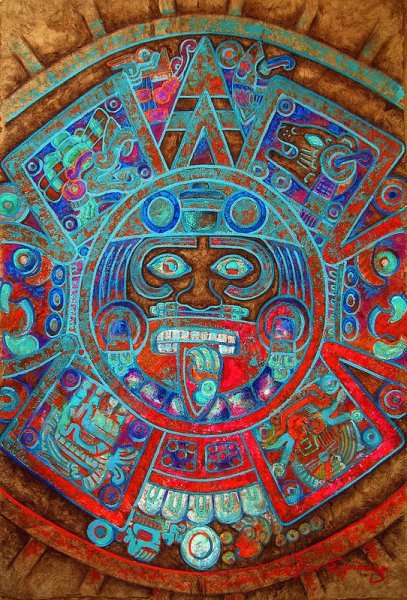 Камень солнца ацтеков психодел арт