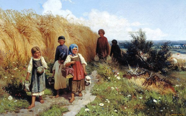 Крестьянский обед в поле. 1871 Маковский