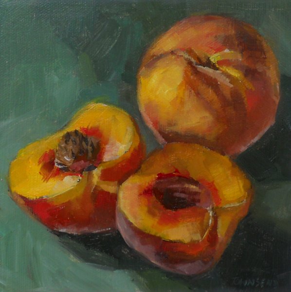 Персики живопись маслом