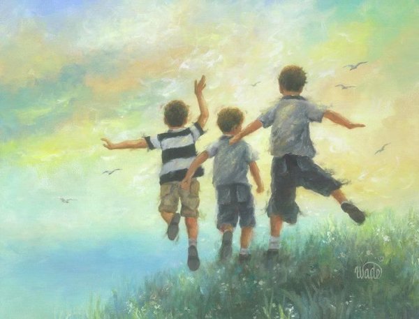 Дети бегут картина