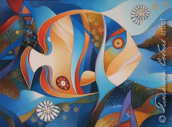 Людмила Соболь художница батик рыбы