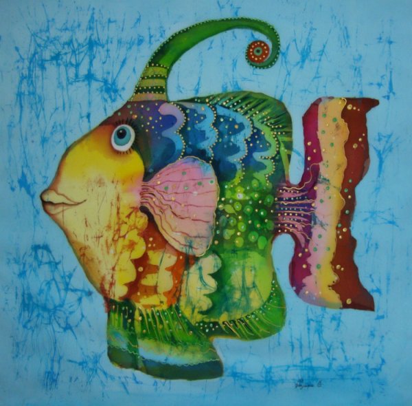 Елена Разина батик рыбы