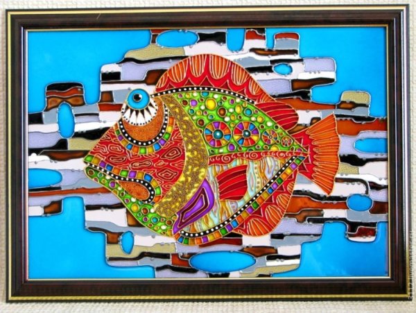 Рыбки витражная роспись