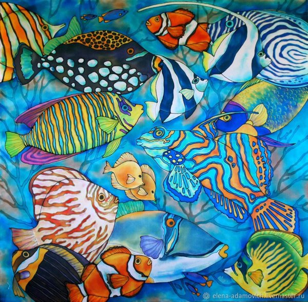 Холодный батик морская фауна