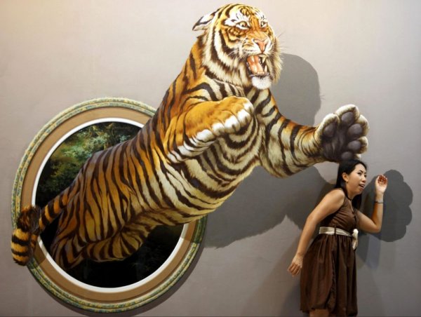 Живопись на стене тигрица