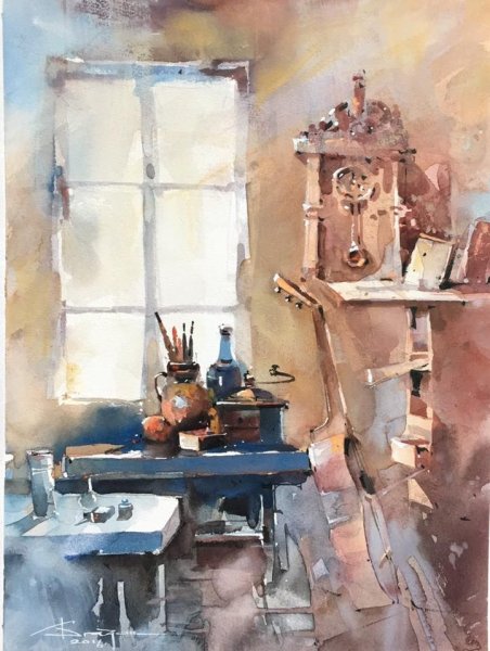 Натюрморт в интерьере акварель