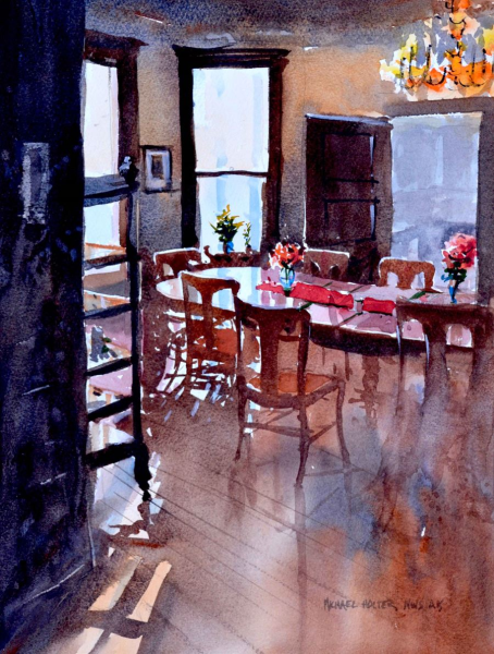 Фрагмент интерьера акварелью