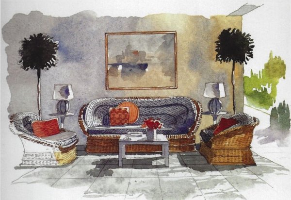 Акварельная живопись в интерьере