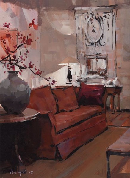 Интерьер гуашью