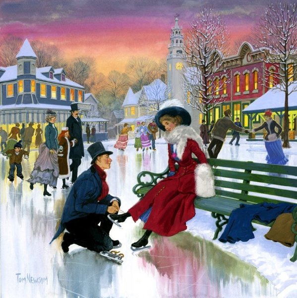 Михаил Климентов "каток на Патриарших прудах", 1929