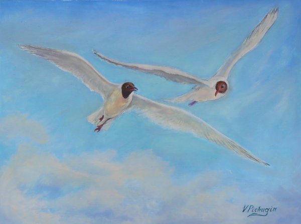 Птицы летят живопись