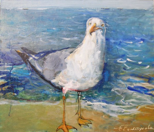 Чайки живопись контражур