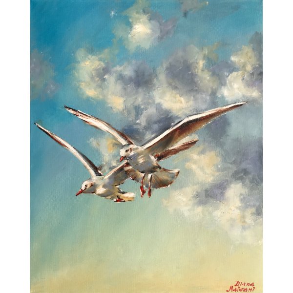 Чайки живопись