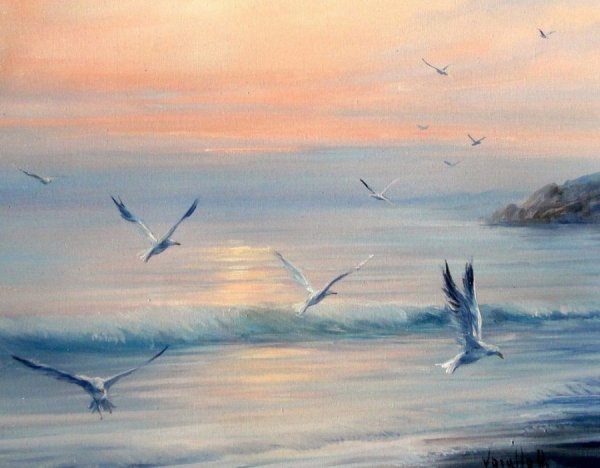 Чайки в живописи маслом