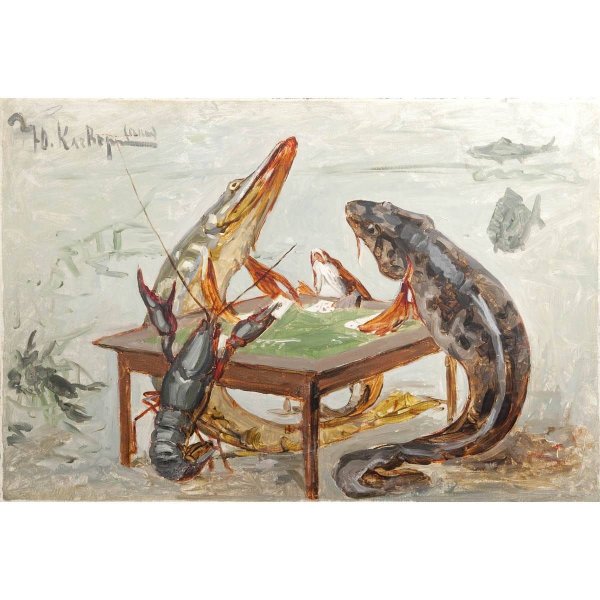 Стол с рыбами старинный