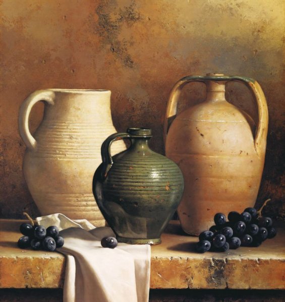 Натюрморт с глиняной крынкой