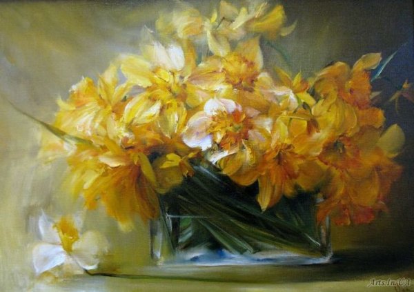 Букет нарциссов живопись