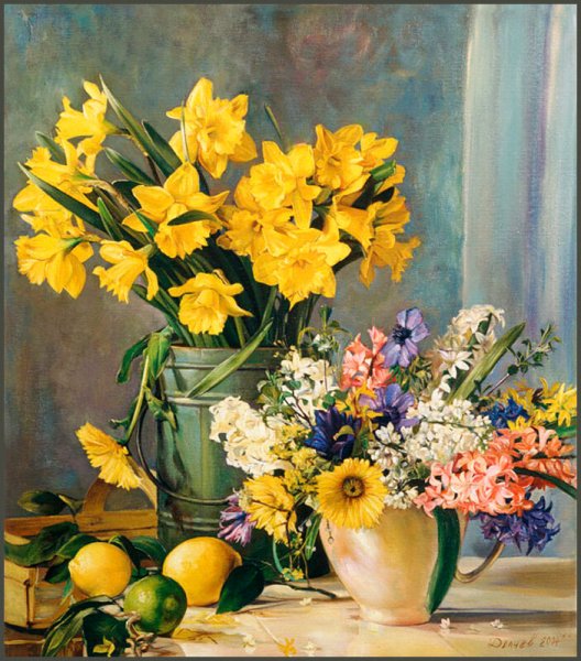 Букет нарциссов живопись
